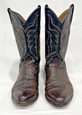 Vintage Tony Lama 6171 2-Tone Brown Leather Cowboy Western Men’s Boots Size 10 • $62.95