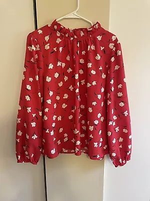 J Crew Factory - Ruffle Neck Floral Blouse- Size XXL • $19