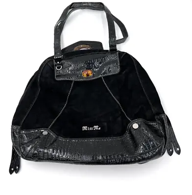 Miss Me Purse Black Silver Tassels Bag Zip Snap 14” High By 16” Wide • $7