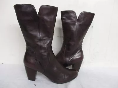 $24.95 • Buy EVERYBODY Wine Leather Zip Mid Calf Boots Womens Size 37.5 EUR