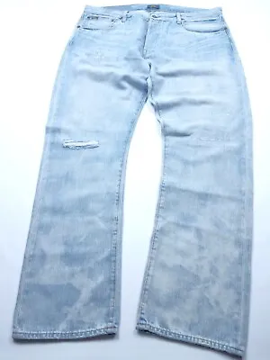 * Polo Ralph Lauren Jeans Denim Pants 38 30 Blue Varick Slim Distress Hole Patch • $28.79