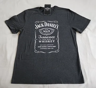 Jack Daniels Mens JD03826 Full Label Black Printed Short Sleeve T Shirt Size L • $24.95