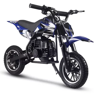 MotoTec DB-01 50cc 2-Stroke Kids Gas Dirt Bike Blue Ages 13+ Starter Bike ✅ • $349