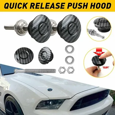$13.99 • Buy Carbon Fiber Quick Release Hood Push Button Latch Pin Bonnet Lock Clip Bumper R