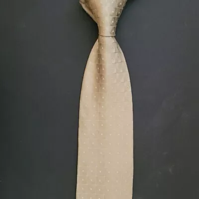 Calvin Klein Men Dress Silk Tie Yellow Gold Print 3.5  Wide 59  Long • $24.30