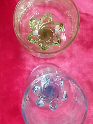 Rare Find. Coloured  Barley  Twist Coloured Stem Liqueur Glass X2.  • £5