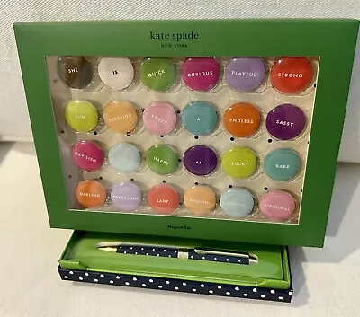 KATE SPADE NEW YORK NAVY LARABEE DOT BALL POINT PEN & SHE IS.. 24pc MAGNET SET • $24.99