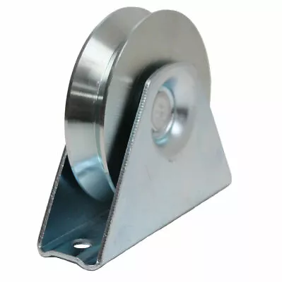 100mm Gate Wheel Pulley Wheel In Bracket V Groove Guide Wheel Steel Wheel • £30.34