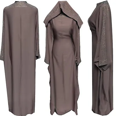 Women Stone Work Abaya Farasha Jalabiya Arab Long Dress • £40.99