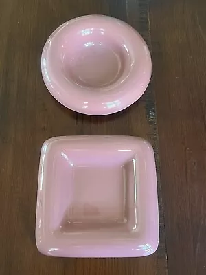 Haeger Pottery Square Round Rolled Edge Trinket Dish 2176 5136 MCM Mauve Pink • $39.90