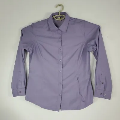 Duluth Trading Shirt Womens Purple Cool Plus Outdoor Vented Ripstop Snap Sz M • £13.45