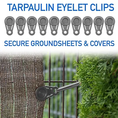 10 X Tarpaulin Clips Tarp Groundsheet Secure Eyelet Clamps Reusable Grippers • £6.99