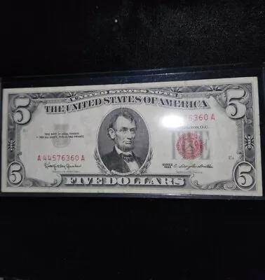 1963 $5 Dollar Bill Red Seal United States Note  • $18