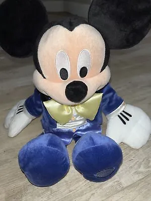 Disney Mickey Mouse 14  Stuffed Plush Blue Tuxedo Yellow Bow Tie  Disney Store • $14.99