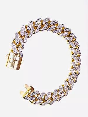 14k Yellow Gold 11.5m Lite Miami Cuban 8.25  Chain Bracelet 1 Ct Natural Diamond • $2608