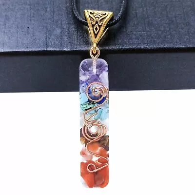 7 Chakra Natural Stone Energy Narrow Wide Pendant Necklace Yoga Reiki Healing • $2.36