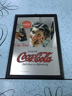 Vintage Coca-cola Glass Mirror Sign In Original Plastic Frame • £12.99