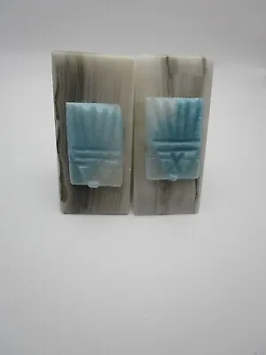 Vintage Mid Century Modern Small Quartz Bookends - Mayan  • $12