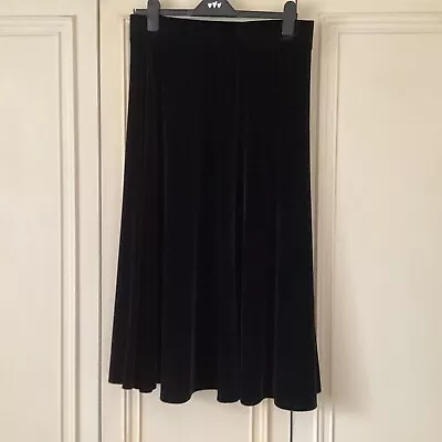 M&s Black Velvet  Skirt - Size 14 • £12