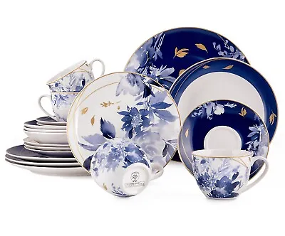 20 Pc Mizuki Bone China Dinner & Tea Set Porcelain Dinnerware Blue Dinner Set • $97.30