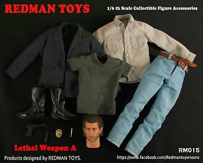  REDMAN TOYS 1/6 RM015 Mel Gibson Male Head Sculpt & Clothes Set Fit 12'' Figure • $123.85