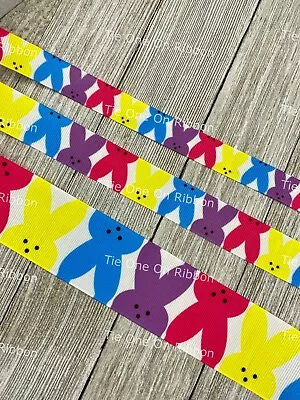 SALE! 5 Yards Printed Grosgrain Ribbon 3 Widths Easter Bunny Rabbit Ears • $7.21