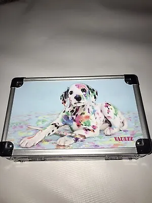 Vaultz Locking Supply Pencil Box Painted Puppy Dog 8.5  X 5.5  X 2.5  No Keys • $10.80