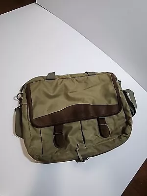 Eddie Bauer Tan Canvas Leather Messenger Laptop Crossbody Bag Briefcase Career • $0.99