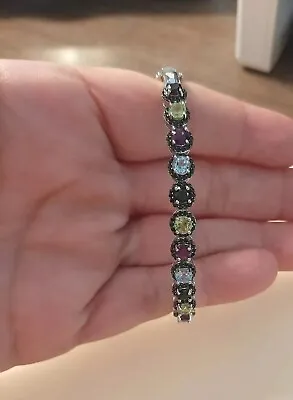 3.24 Ctw Multi Gemstone S/S Bracelet • $94.99