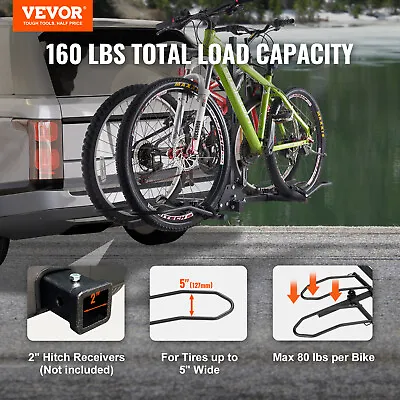 VEVOR 2 E Bike Rack Bicycle Holder Carrier Car SUV Rear Hitch Mount Fold Stand • $141.29