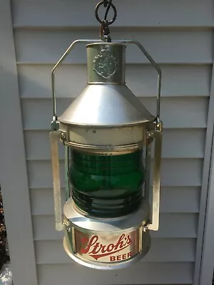 Stroh's Lighted Beer Sign Rotating Motion Hanging Lantern Nautical - See Video • $183.17