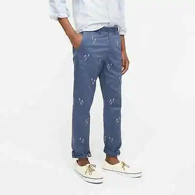 J. Crew 770 Mens Straight Fit Chino Pants With Embroidered Divers Blue NEW 33x30 • $69.99