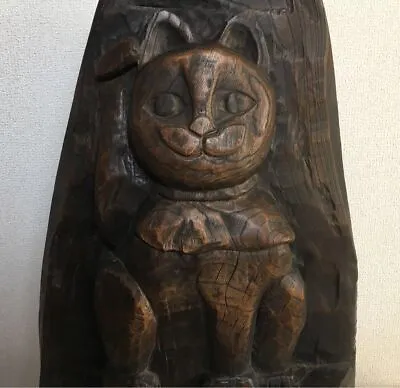 MANEKI NEKO Lucky Cat Large Wooden Statue 21.8 Inch Japanese Antique Figurine • $679.25