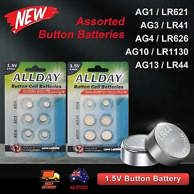 Button Battery AG1 AG3 AG4 AG10 AG13 LR626 LR41 Mixed Batteries Alkaline  • $3.99