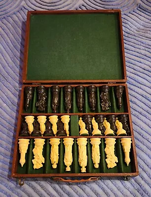 E.S. Lowe Vintage Chess Set ANRI Renaissance Chessmen Set 32 Pieces/Case USA • $44.99