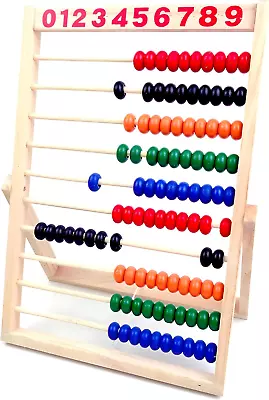 Wooden Counting Number Frame 10 Rows Abacus For Kids Learning Math (11-1/2-Inch • $11.24