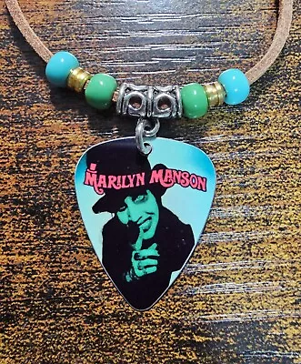 Handmade Marilyn Manson Aluminum Guitar Pick Necklace • $15