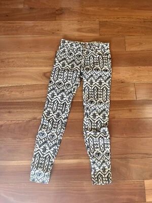 $33 • Buy SASS And BIDE ZIPPORA JEANS  The Winning Day  Multi Print Slim Ankle Zip Sz 24
