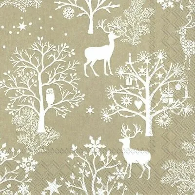 £4.94 • Buy Nordic Pattern Linen Deer Paper Napkins New 20 In Pack 33 Cm Sq 3 Ply Item 