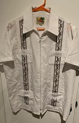 Haband Guayabera Short Sleeve Shirt Size M Embroidered Zipper Front • $17