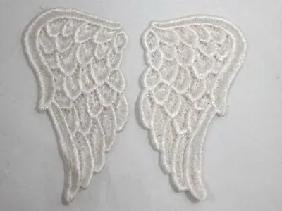 Pair Ivory Venise Lace Angel Wings Applique Patch LARGE • $5.49