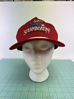 Steamboatin' American Queen River Steamboat VTG Baseball Hat Cap Red Made In USA • $11.69