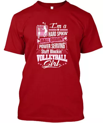 Volleyball Girl S Womens - Im A Hard Spikin Ball T-Shirt Made In USA Size S-5XL • $21.99