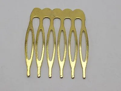 20 Gold Blank Metal Hair Comb 32mm With 6 Teeth For Bridal Hair Accessories DIY • £3.24