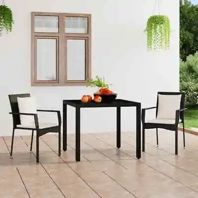 $142.99 • Buy 2x Garden Chairs With Cushions Poly Rattan Black Outdoor Furniture VidaXL