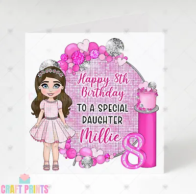 Personalised Birthday Card Pink Girls 6th 7th 8th Daughter Granddaughter Sister • £2.99