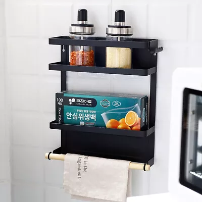 Modern Magnetic Rack Kitchen Fridge Side Storage Shelf Paper Towels Holder • £14.95