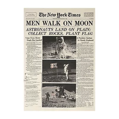 US 2Pcs 20x14in Apollo 11 Moon Landing New York Times Vintage Poster Paper Decor • $12.99