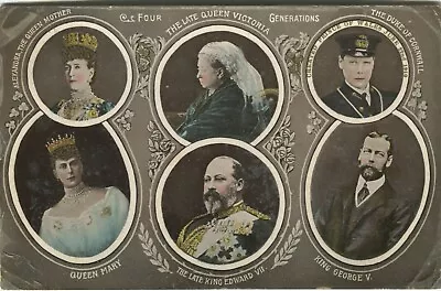 LATE QUEEN VICTORIA EDWARD VII GEORGE VI ETC MULTI VIEW - Royalty Postcard • £5