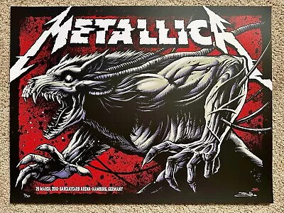 Metallica Hamburg Germany 2018 Poster AP RED EDITION X/70 Signed Worldwired NEW • $479.99